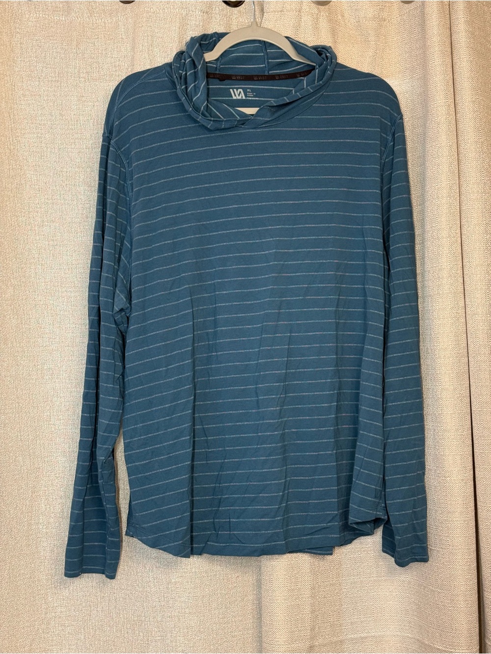 Striped Teal Hooded Long Sleeve Top